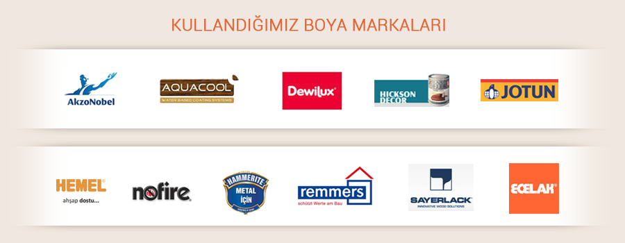 mobilya tamir ve mobilya cila yaparken kullandığımız boya markalarımız